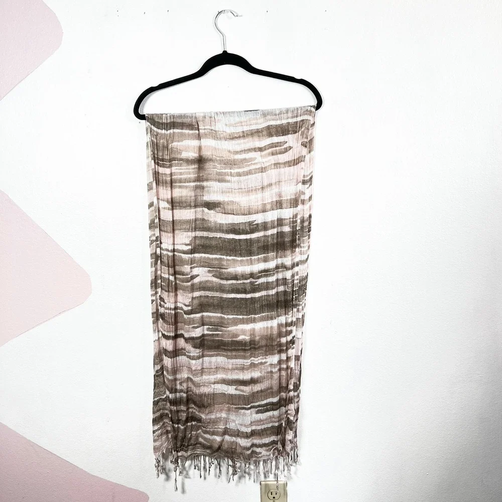 Chicos Brown Pink Stripe Scarf 68